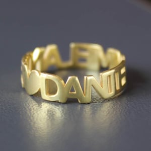 Anillo con dos nombres, anillos con nombre para mamá, anillo personalizado con nombre de pareja, joyería personalizada con nombre en plata, regalo para madre de dos hijos, nombre
