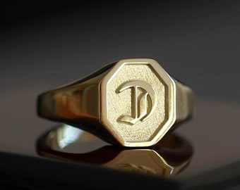 Gold Initial Signet Ring, Gold Initial Ring, Gold Signet Ring, Letter Rings Gold, 14k Gold Signet Ring, Gold Signet Ring Womens, Letter Ring