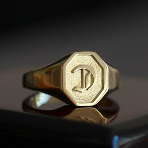 Gold Initial Signet Ring, Gold Initial Ring, Gold Signet Ring, Letter Rings Gold, 14k Gold Signet Ring, Gold Signet Ring Womens, Letter Ring