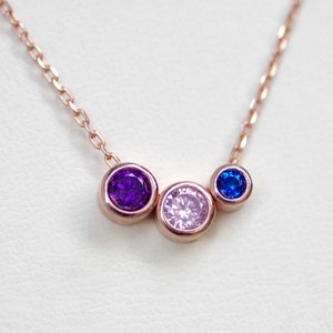 Mothers Birthstone Necklace, 3 Birthstone Necklace, New Mom Necklace, New Mom Jewelry, Gifts for First Time Moms, Family Tree Necklace, Gift