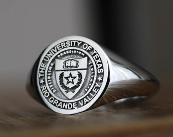 Personalized College Class Ring Silver, Custom Engraved College Class Ring, Graduation Rings, Custom College Ring, College Ring, School Ring