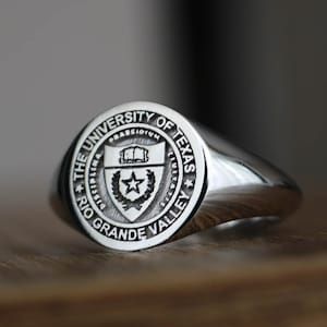 Personalized College Class Ring Silver, Custom Engraved College Class Ring, Graduation Rings, Custom College Ring, College Ring, School Ring