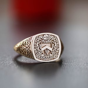 Gold Cushion Family Crest Signet Ring Family Crest Rings - Etsy