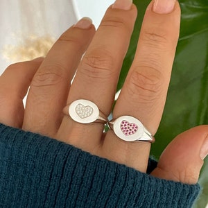 Silver Heart Ring, Heart Shaped Ring, Heart Ring, Love Heart Ring, Pink Heart Ring, Heart Signet Ring, Chunky Heart Ring, Gold Heart Ring