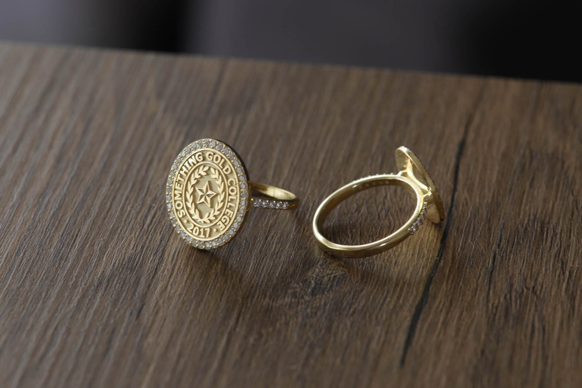 Solid Gold Diamond College Class Rings Women's Class - Etsy
