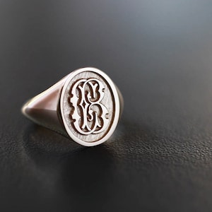 Custom Signet Ring, Engraved Signet Ring, Mens Silver Signet Ring, Personalized Signet Ring, Mens Signet Ring, Personalised Signet Ring image 3