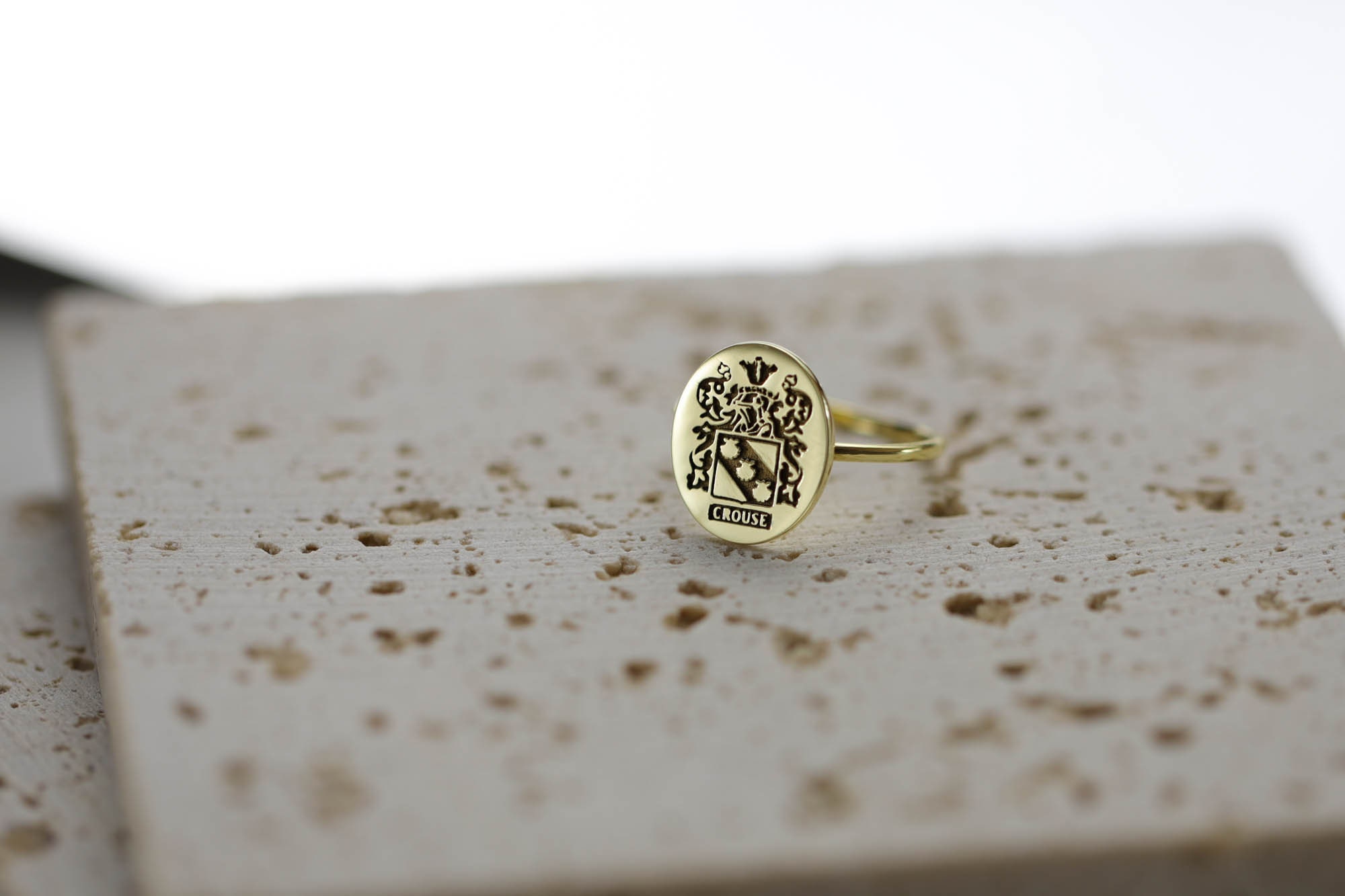 Gold Customary Rings Gold Custom Engraved Delicate Ring, Family Crest Engraved Gold Ring for ...