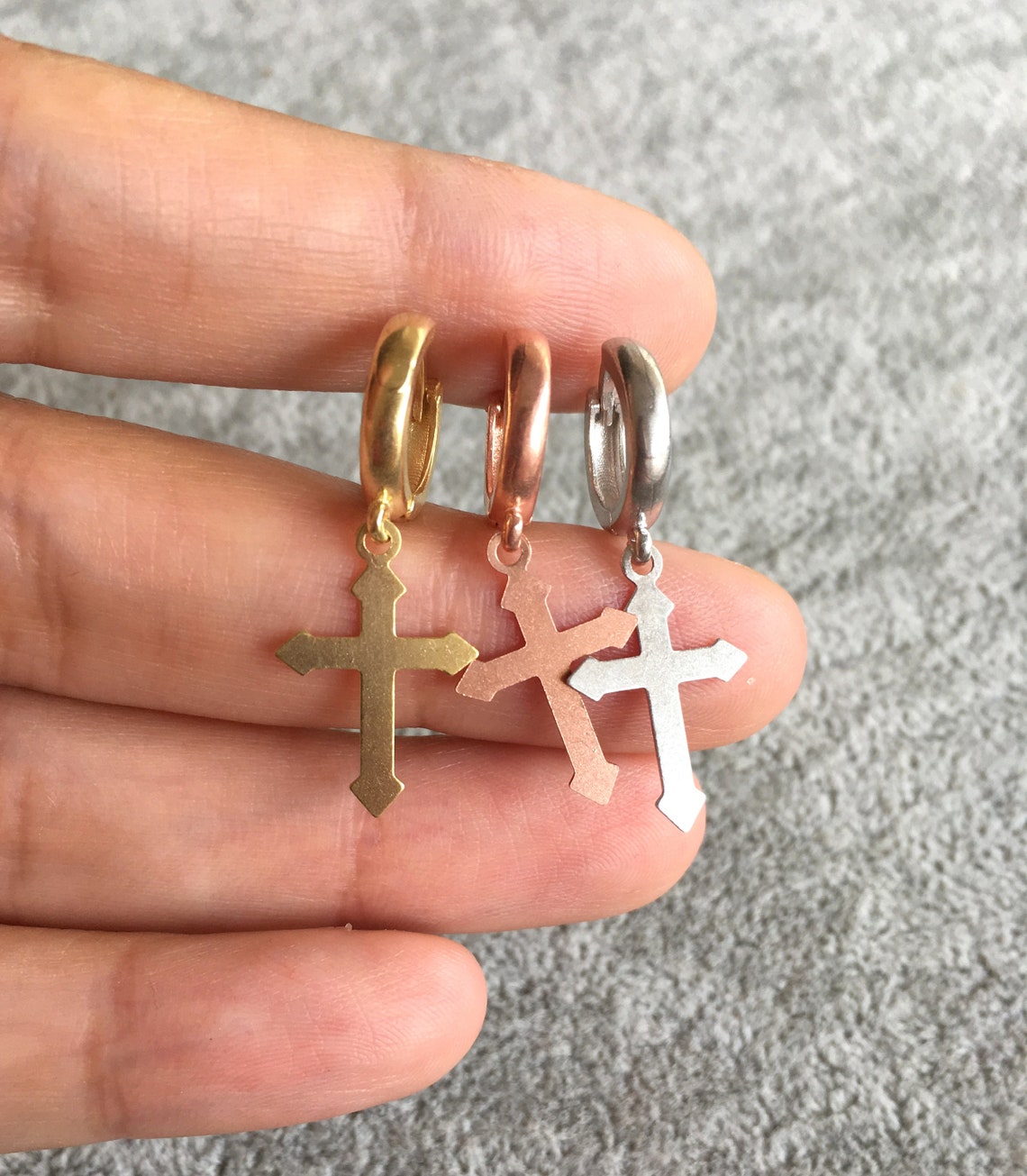 Dangling Cross Earrings Gold Gold Cross Earring 14k Gold Etsy Australia