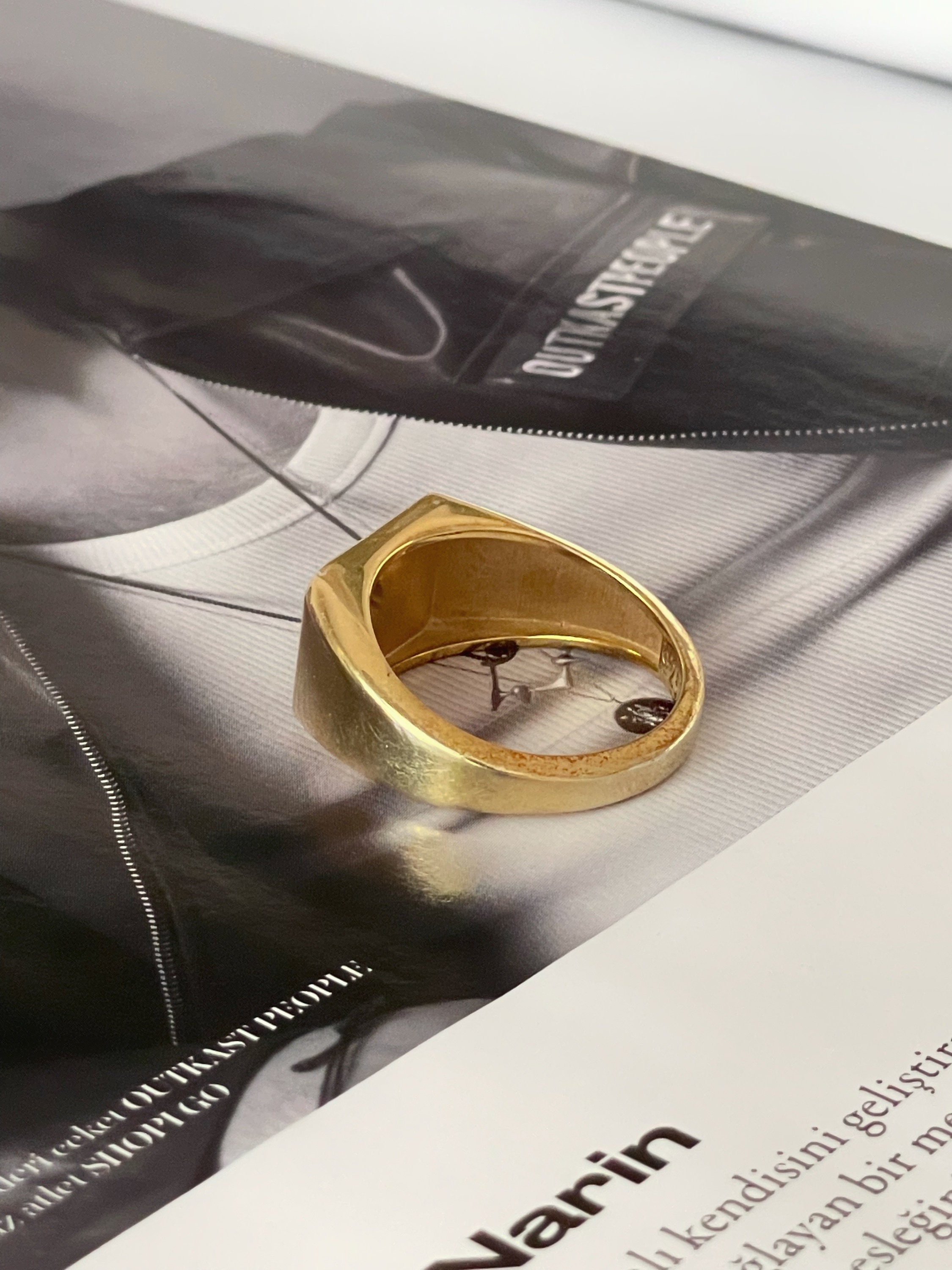Gold Number Signet Ring, Number Rings, Gold Signet Ring, Solid Gold ...