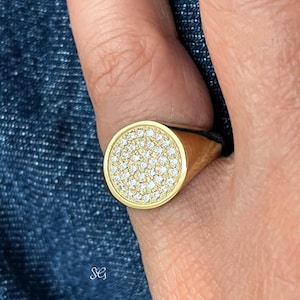 Diamond Signet Ring, Gold Signet Ring, Gold Pinky Ring, Pinky Signet Ring, Gold Pinky Ring Womens, Gold Signet Ring Women, 14k Signet Ring