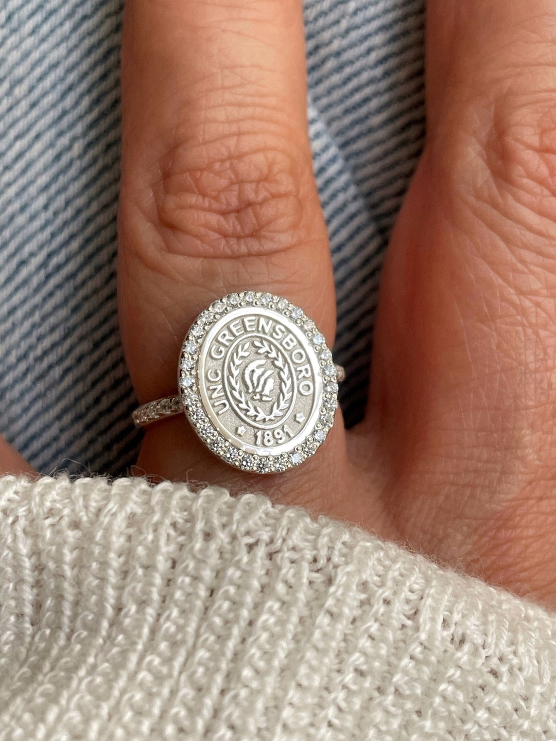 Silver and Gold College Class Rings, Women's Class Ring, Gold