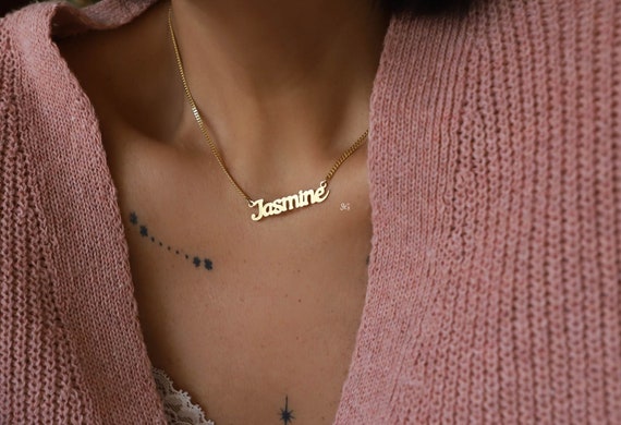 Collar de nombre de oro, Collar de nombre personalizado, Collar de nombre,  Collar de nombre personalizado, Collar personalizado, Collar de placa de  identificación -  México