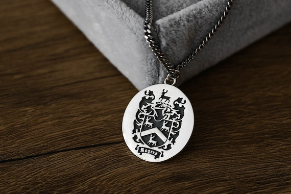 Sterling Silver Dual Family Crest Pendant, Made in…