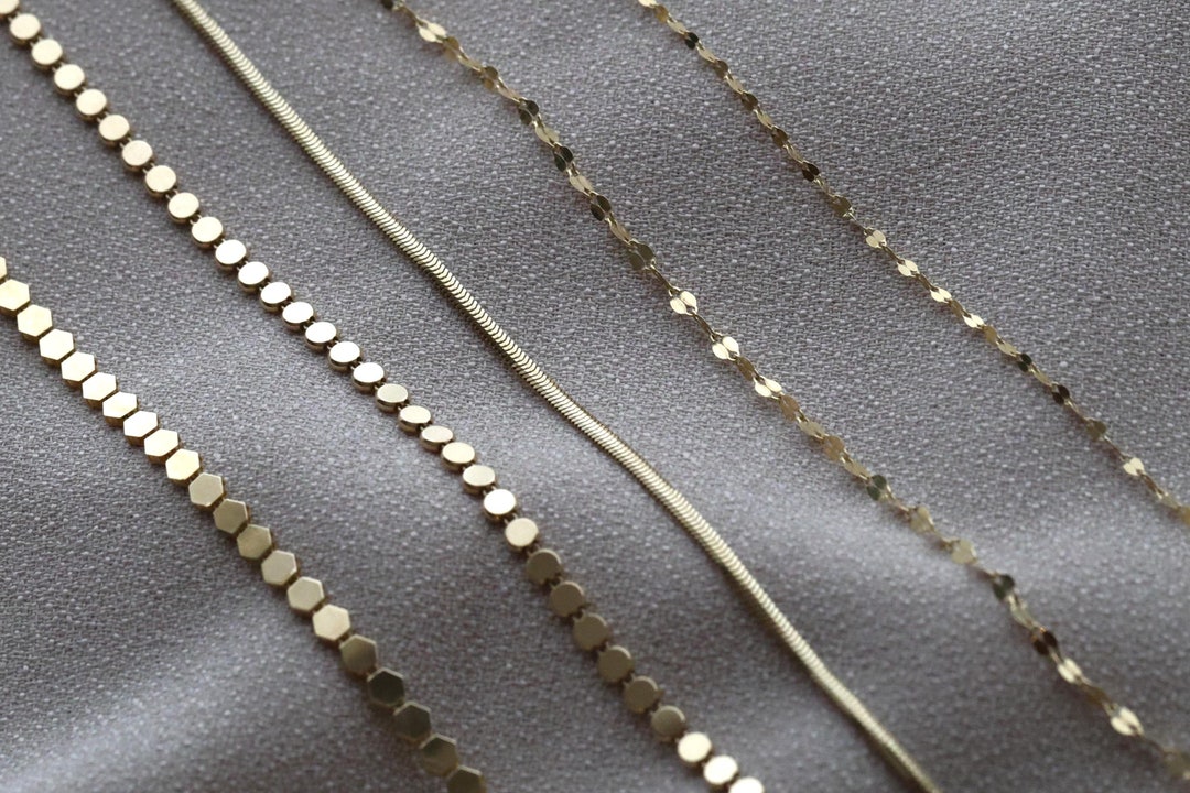 Delicate Gold Chain Necklace, 14k Gold Sequin Disc Chain Necklace ...