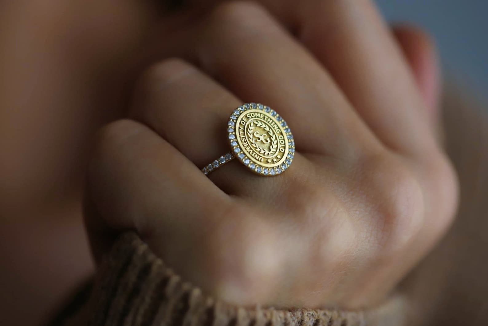 Solid Gold Diamond College Class Rings, Women's Class Ring, Gold ...
