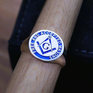 Silver Blue Enamel Masonic Rings, Masonic Ring, Freemason Ring, Masonic Rings, Master Mason Rings, Gold Masonic Rings, Mens Masonic Rings