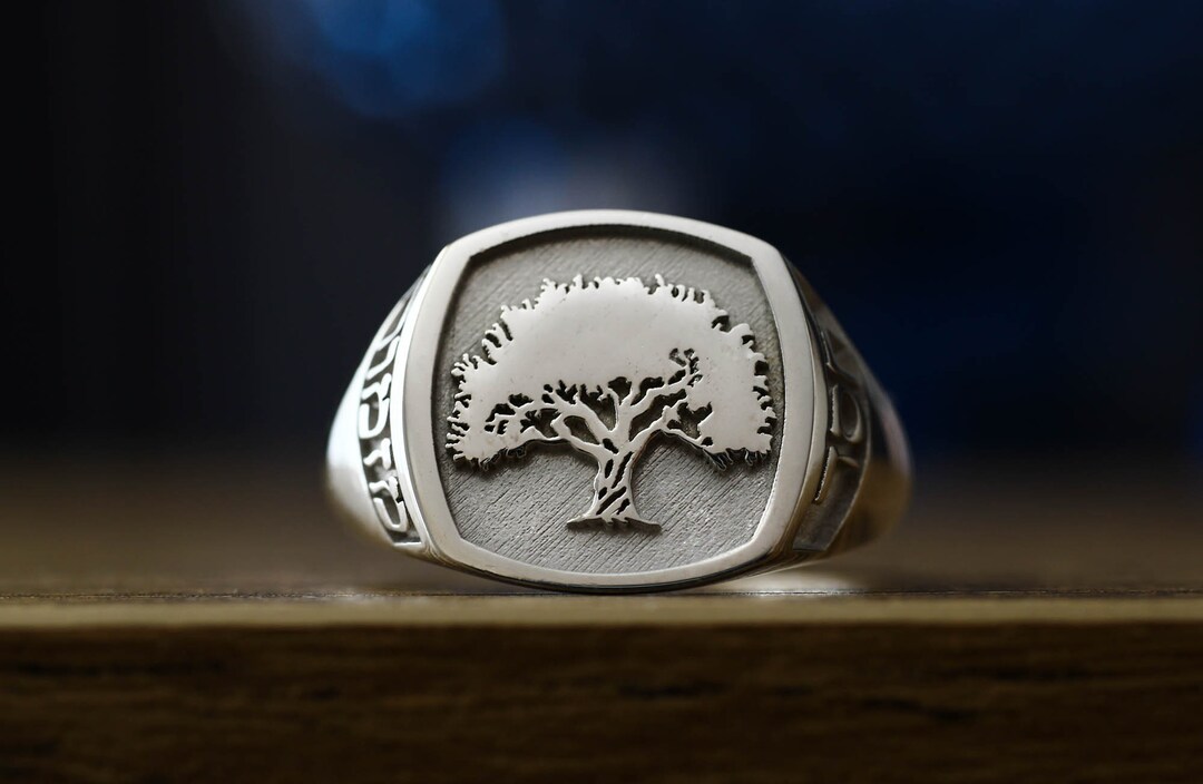 Silver Engraved Cushion Signet Ring, Mens Signet Ring, Heraldic Ring ...