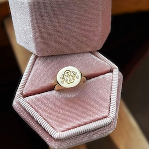 Gold Monogram Ring, Monogram Ring, Monogram Signet Ring, Sterling Silver Monogram Ring, Initials Engraved Ring, Monogram Ring Silver