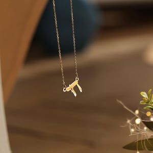 Colar Chai em ouro 10k 14k, colar com pingente Chai em ouro maciço, colar Chai elegante, colar Chai hebraico, colar Chai minimalista em ouro