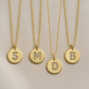 Personalized Diamond Initial Necklace Gold Custom Letter Pendant Dainty Pave Disc Charm Jewelry Gift for Her Minimalist Name Necklace