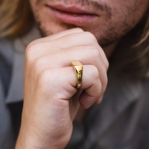 Gold Rectangle Signet Ring, Gold Signet Ring, Signet Ring, Custom Gold Ring, Signet Ring Women, Name Ring Gold, Solid Gold Signet Ring, Gold