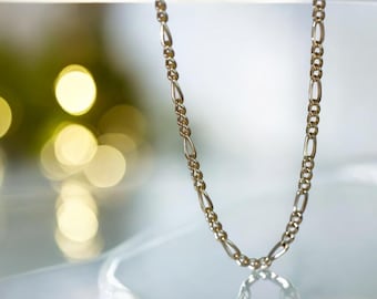 14k Gold Figaro Kettenhalskette Unisex Minimalist Schmuck für Layering, 14k Gold Figaro Kettenhalskette, Gold Layering Kette für Männer und Frauen