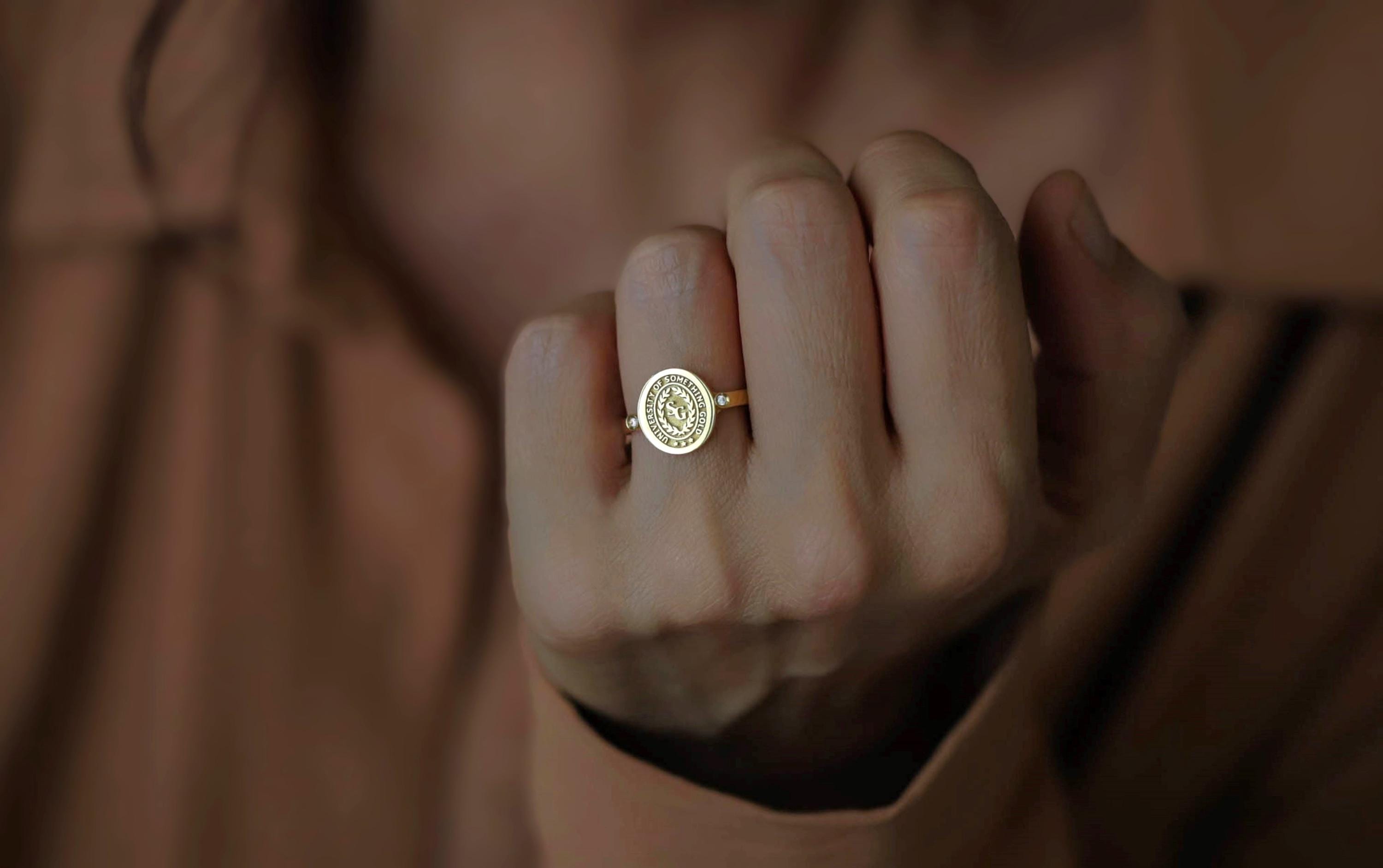 Solid Gold Diamond College Class Rings, Women's Class Ring