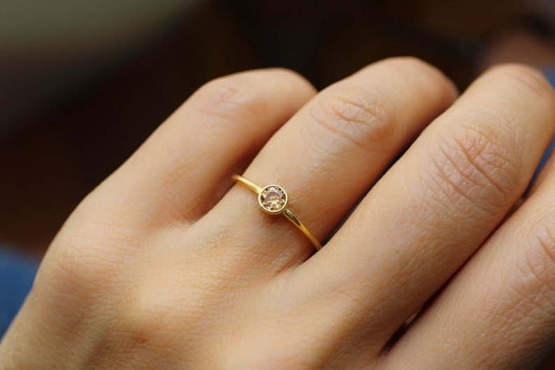 Gold Birthstone Ring, Birthstone Promise ring, Birthstone Engagement ring, Anniversary Ring For wife, Anniversary Ring For Mom, Gold Jewelry image 6