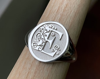 Letter Rings, Initial Ring Silver, Personalised Signet Ring, Custom Rings, Personalised Ring, Custom Signet Ring, Monogram Signet Ring,