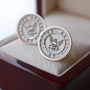 Custom Engraved Cufflinks for Men, Coat of Arms or Family Crest Cufflinks, Sterling Silver or 14k Gold Custom Cufflinks, Gift for Him