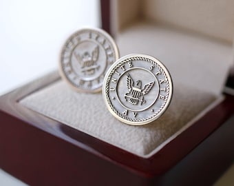 Custom Engraved Cufflinks for Men, Coat of Arms or Family Crest Cufflinks, Sterling Silver or 14k Gold Custom Cufflinks, Gift for Him