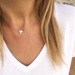 Dainty Rose Gold Necklace, Simple Gold Necklace, Delicate Gold Necklace, Dainty Gold Necklace, Cubic Zirconia Necklace, 3 Stone Necklace