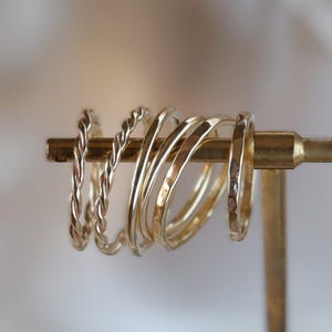 10k & 14k Gold Thin Stackable Bands, 2.5mm Plain Gold Ring, Plain 14k Gold Stacking Ring, 10k Solid Gold Twisted Stackable Ring, Gold Bands