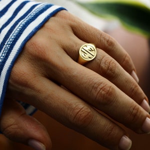Initials Ring, Initial Signet Ring, Gold Monogram Initials Signet Ring, 2 letter initial ring, Couple Initial Rings, Custom Monogram Rings