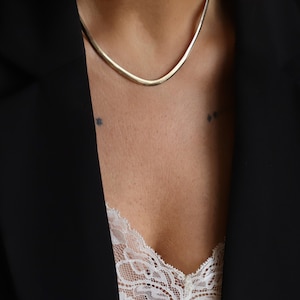 Thick Snake Chain Necklace, Gold Snake Chain, 14kt Snake Chain, Solid Gold Snake Chain Necklace, Snake Chain In Gold, Flat Gold Chain