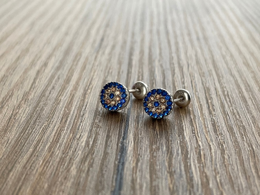 Diamond Evil Eye Stud Earrings, Evil Eye Stud Earrings, Evil Eye ...