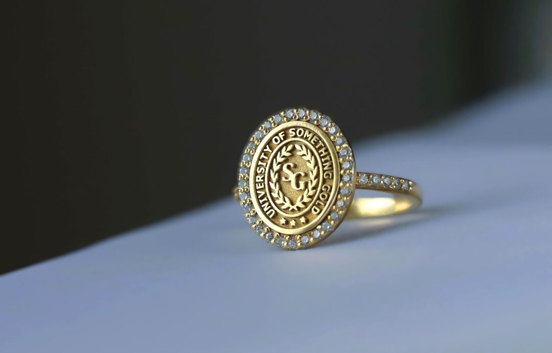 Solid Gold Diamond College Class Rings, Women's Class Ring, Gold ...
