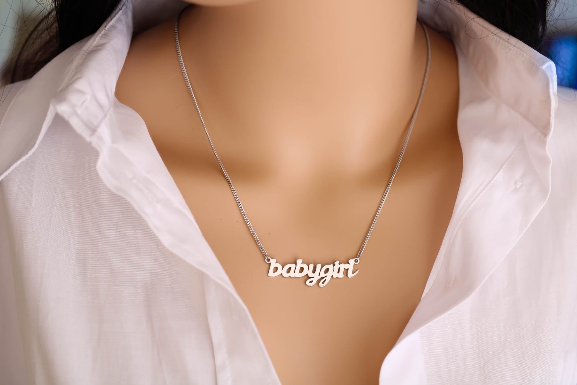 Baby Girl Necklace Personalized Babygirl Necklace Custom name Letter  Pendants Stainless Steel Birthday Gift Girlfriend Jewelry
