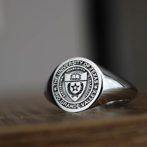 Personalized College Class Ring Silver, Custom Engraved College