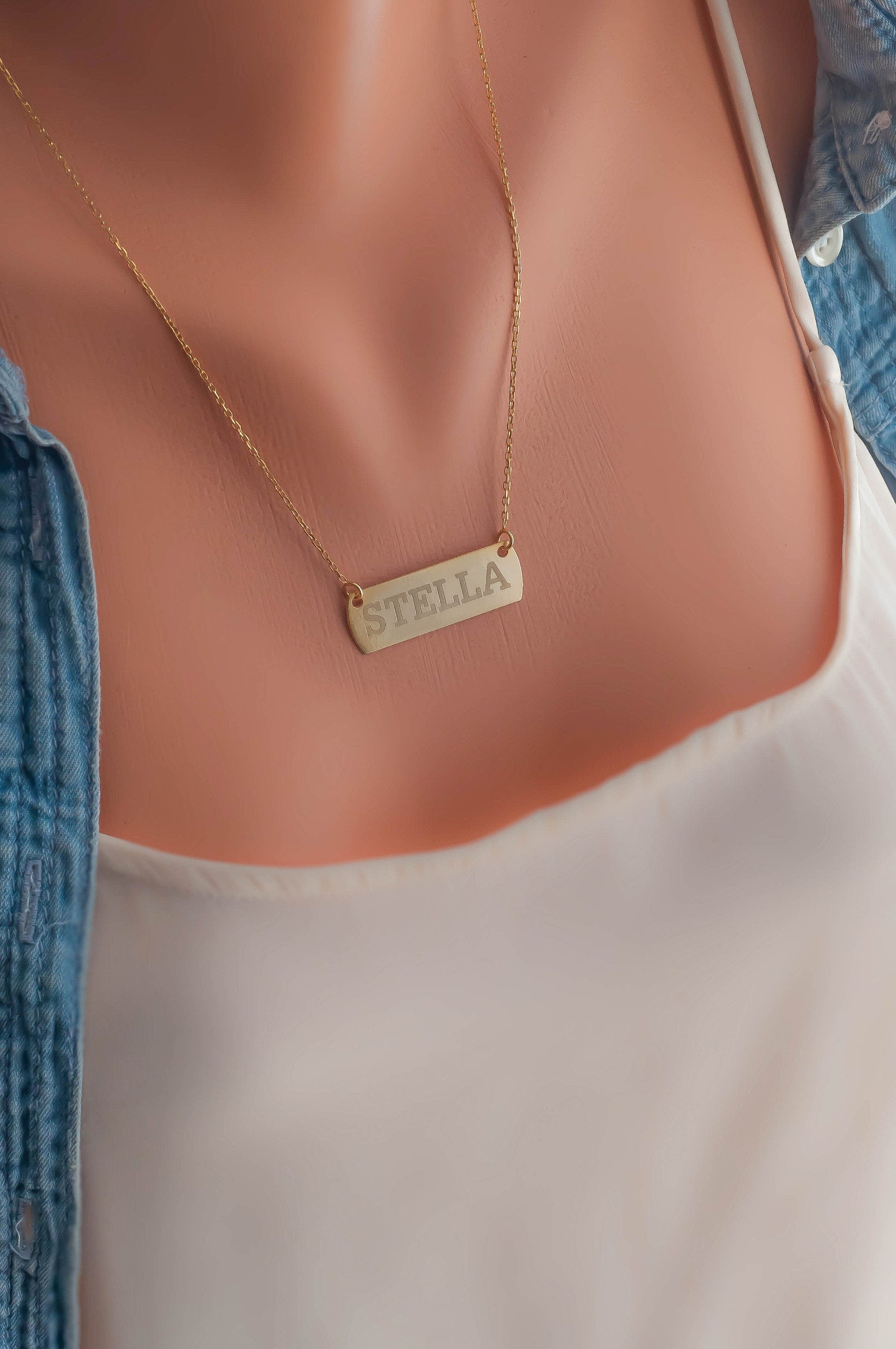 Personalized Nameplate Necklace Name Tag Necklace Etsy