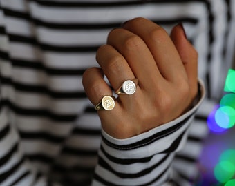 Initial Signet Ring, Old English Signet Ring, Custom Signet Ring, Silver Signet Ring, Initial Engraved Signet Ring, Silver Pinky Signet Ring