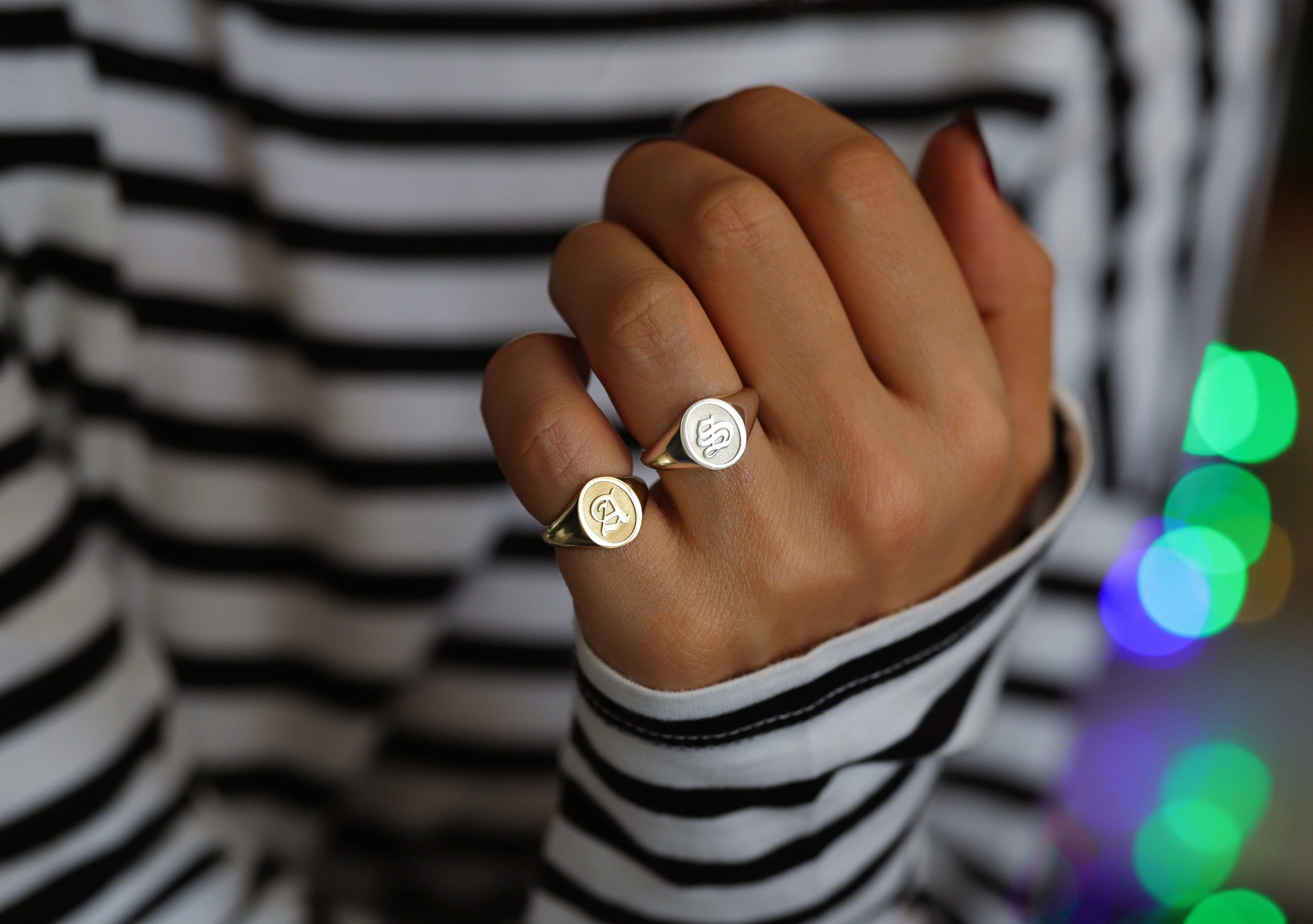 BETZ Two-Tone Gold Signet Ring with Diamond — Rockford