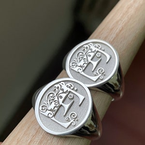 Letter Rings, Initial Ring Silver, Personalised Signet Ring, Custom ...
