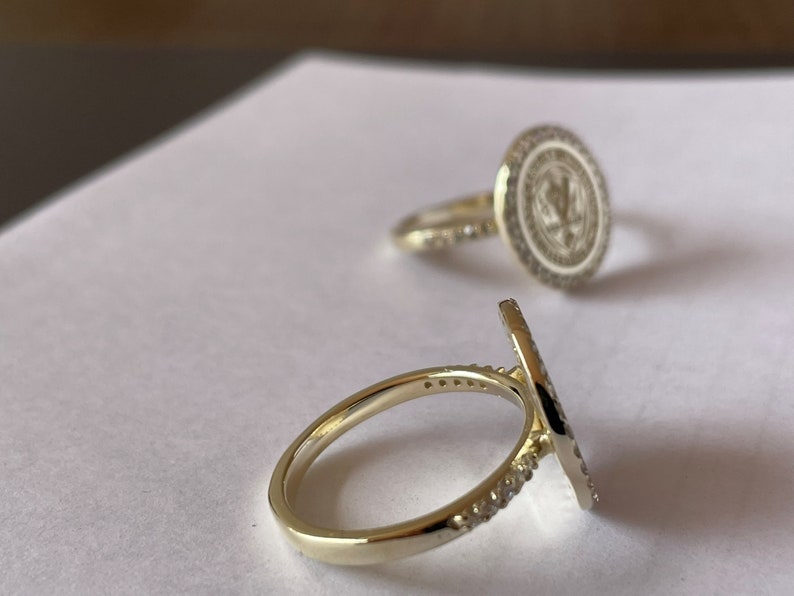 Gold Diamond Pave College Class Rings, Women's Class Ring, Gold ...