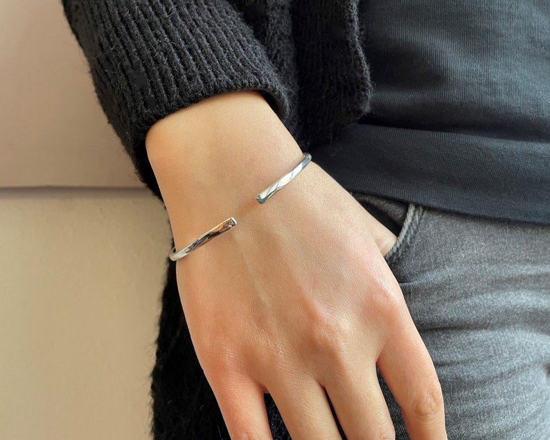 Silver Cuff Bracelet, Silver Cuff Bangle, Silver Cuff Bangle Bracelet, Sterling Silver Cuff Bangle, Bracelet Silver Cuff, Cuff Silver Bangle image 6