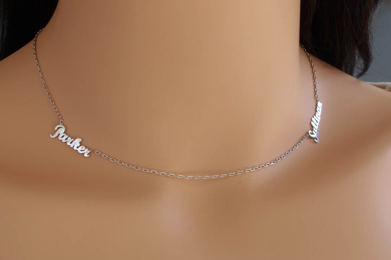 Childrens Name Necklace Two Names Necklace Double Name Etsy