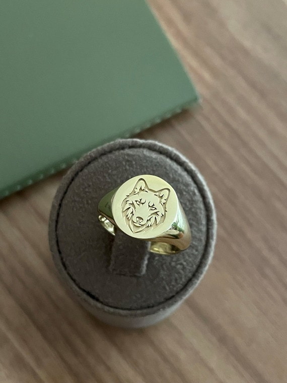 Wolf Ring Gold Wolf Ring Wolf Signet Ring 14k Gold Wolf Ring