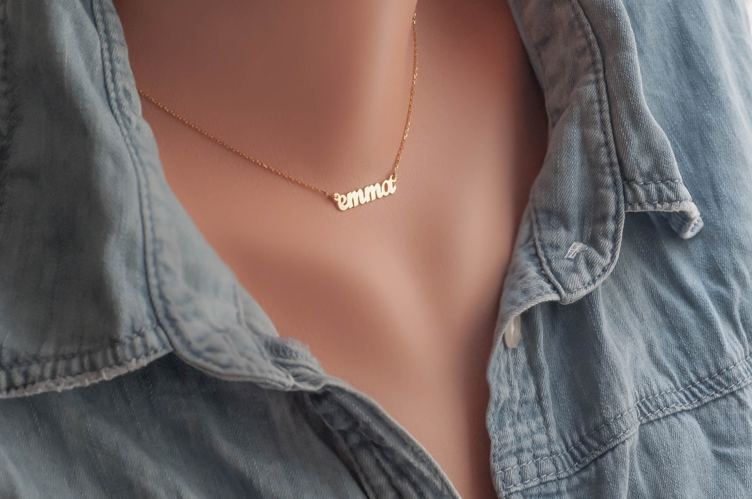 Name Necklace Gold Custom Name Necklace 14k Gold Name Etsy