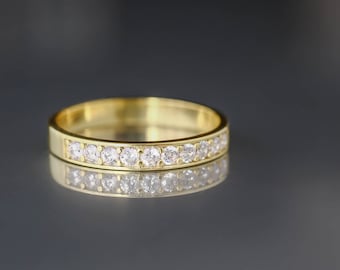 Guld diamantbandsring, 14k guld halv evighetsdiamantbandsring, Diamantbandsring, Halv evighetsring, Evighetsband, Evighetsband