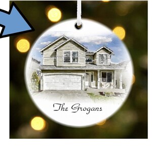 Custom House Portrait Ornament, First Home Portrait Photo Ornament, Realtor Closing Gift, Personalized Housewarming Gift